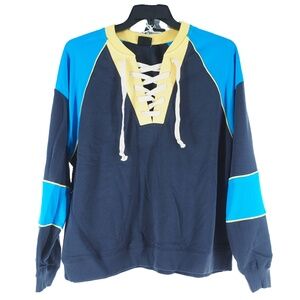 Urban Outfitters Out From Under Colorblock Lace-Up Crew Neck Sweatshirt